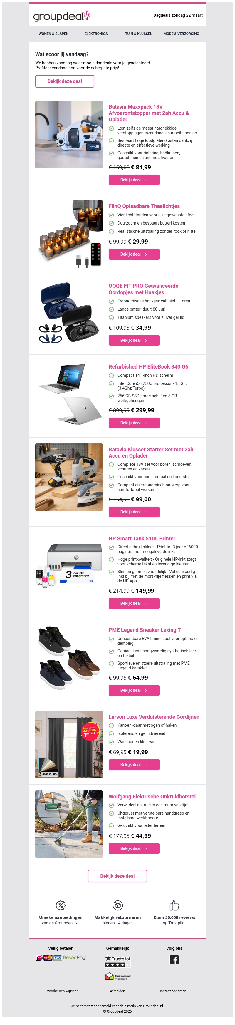 Bekijk de beste deals van de dag Bekijk de beste deals van de dag