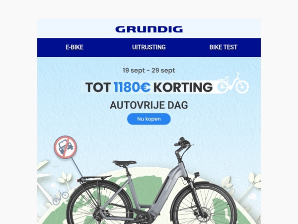 🚴‍♂️ Vier Autovrije Dag! Bespaar tot €1180 op GRUNDIG E-Bikes!