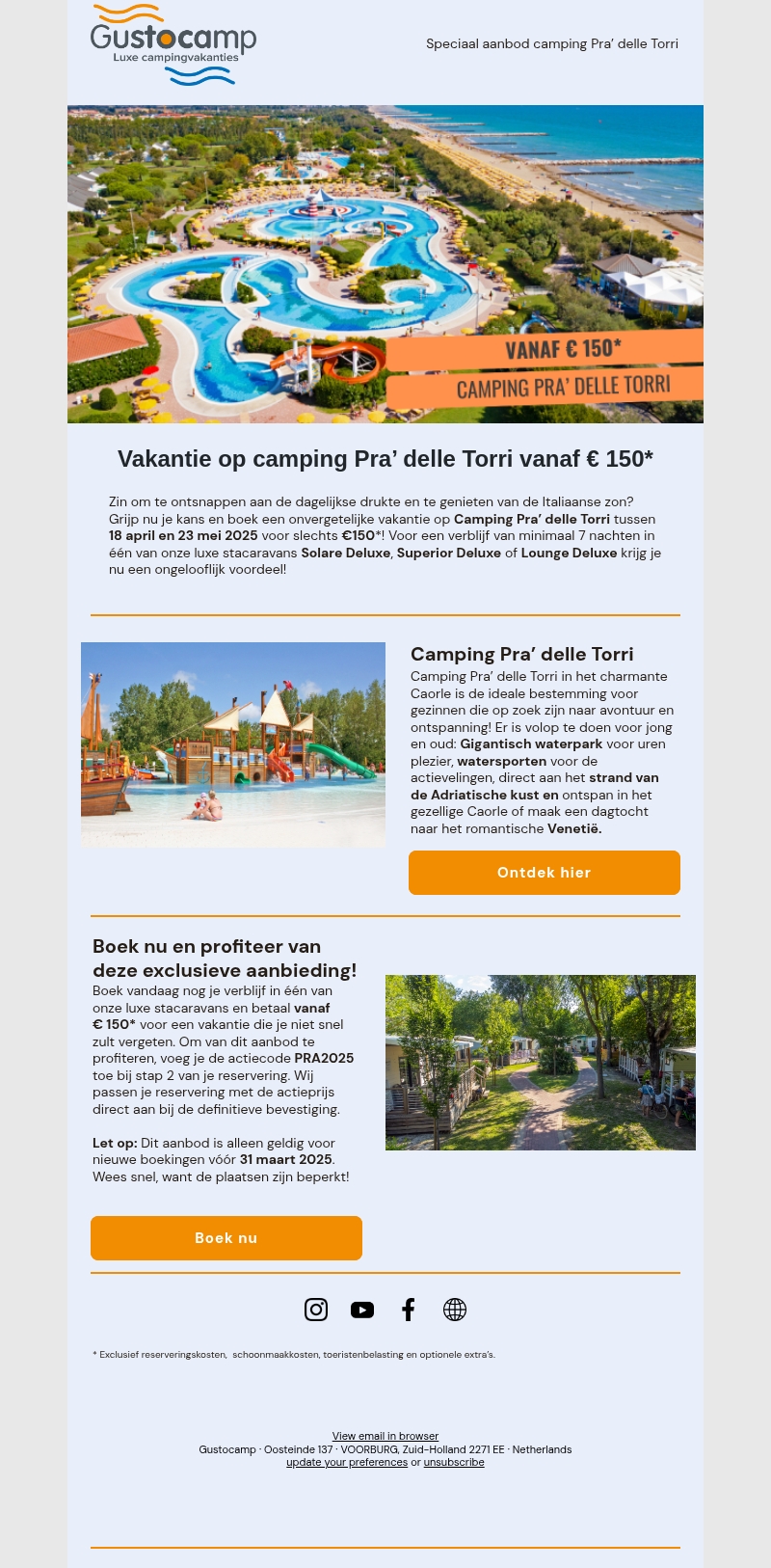 Vakantie op camping Pra delle Torri vanaf € 150* Vakantie op camping Pra delle Torri vanaf € 150*