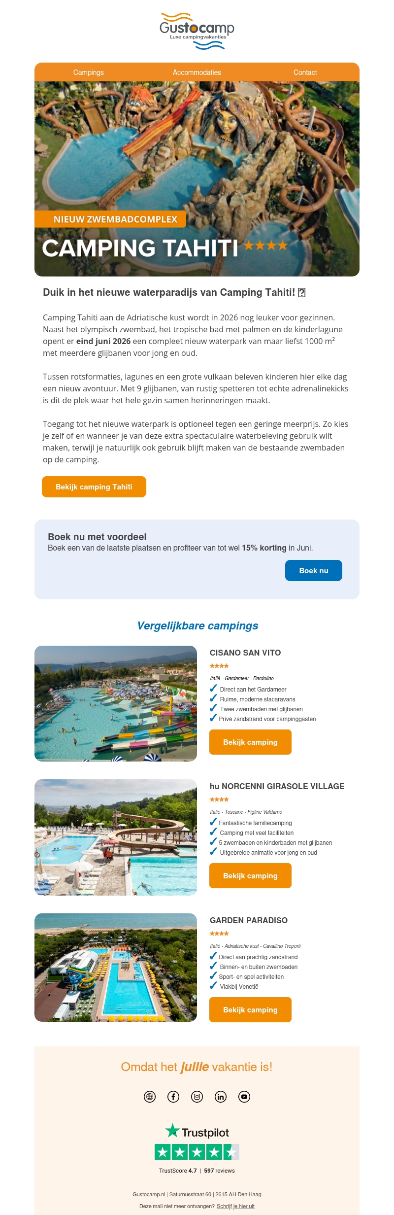 Nieuw in 2026: een vulkanisch waterpark op Camping Tahiti 🌋💦 Nieuw in 2026: een vulkanisch waterpark op Camping Tahiti 🌋💦