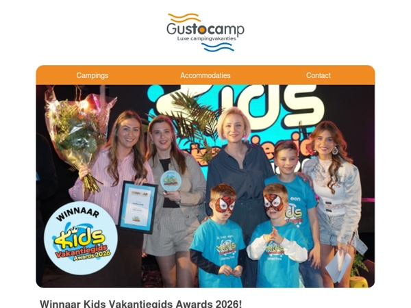 Gustocamp is de winnaar van de Kids Vakantiegids Awards 2026: Babyvakanties!