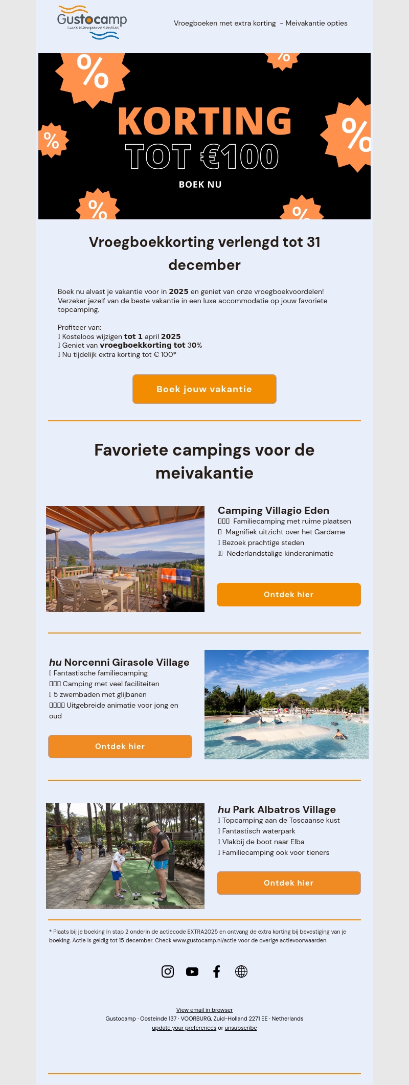 Vroegboekkorting verlengd tot 31 december Vroegboekkorting verlengd tot 31 december