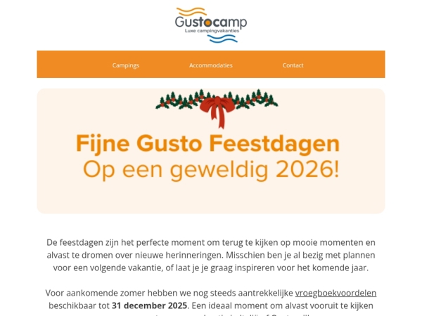 Fijne Gusto Feestdagen & plan alvast je vakantie 2026 🎄✨