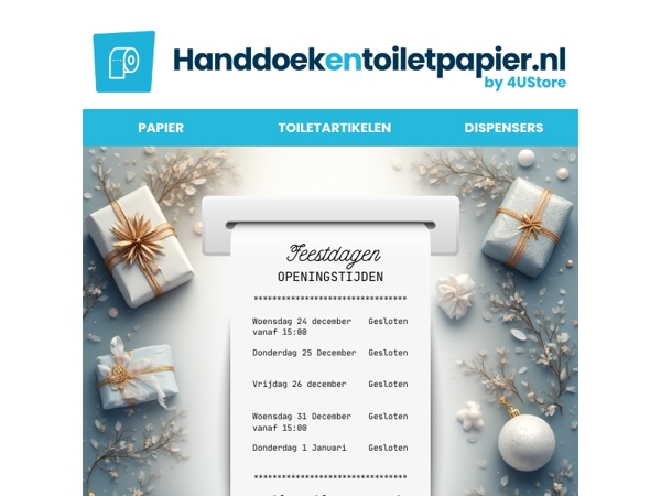 🎄Onze openingstijden tijdens de feestdagen