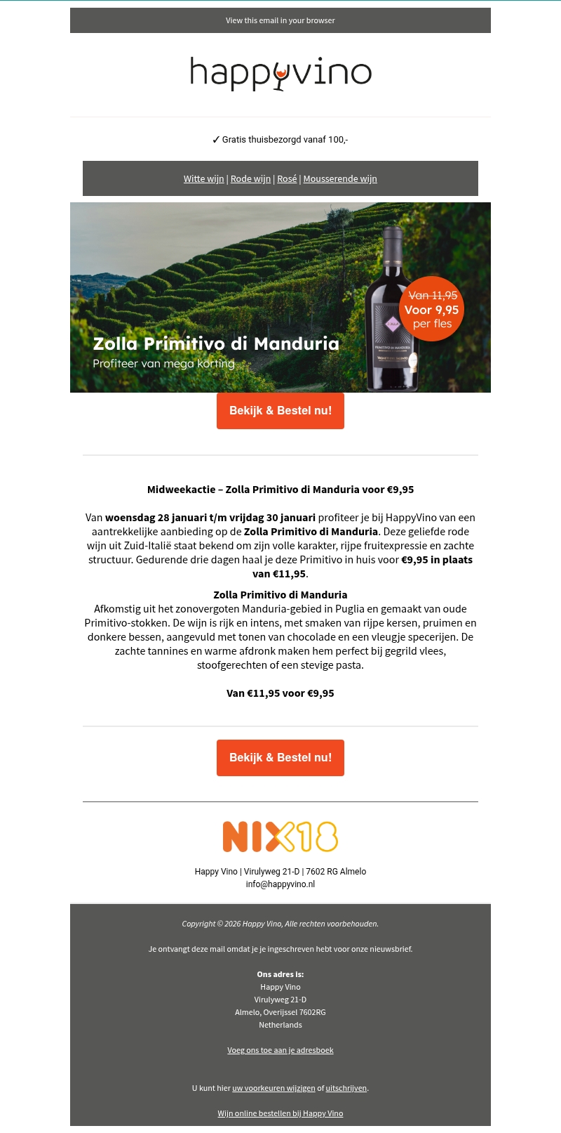 Zolla Primitivo di Manduria nu €9,95 per fles! Zolla Primitivo di Manduria nu €9,95 per fles!