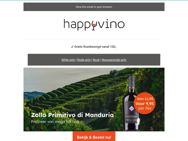 Zolla Primitivo di Manduria nu €9,95 per fles!