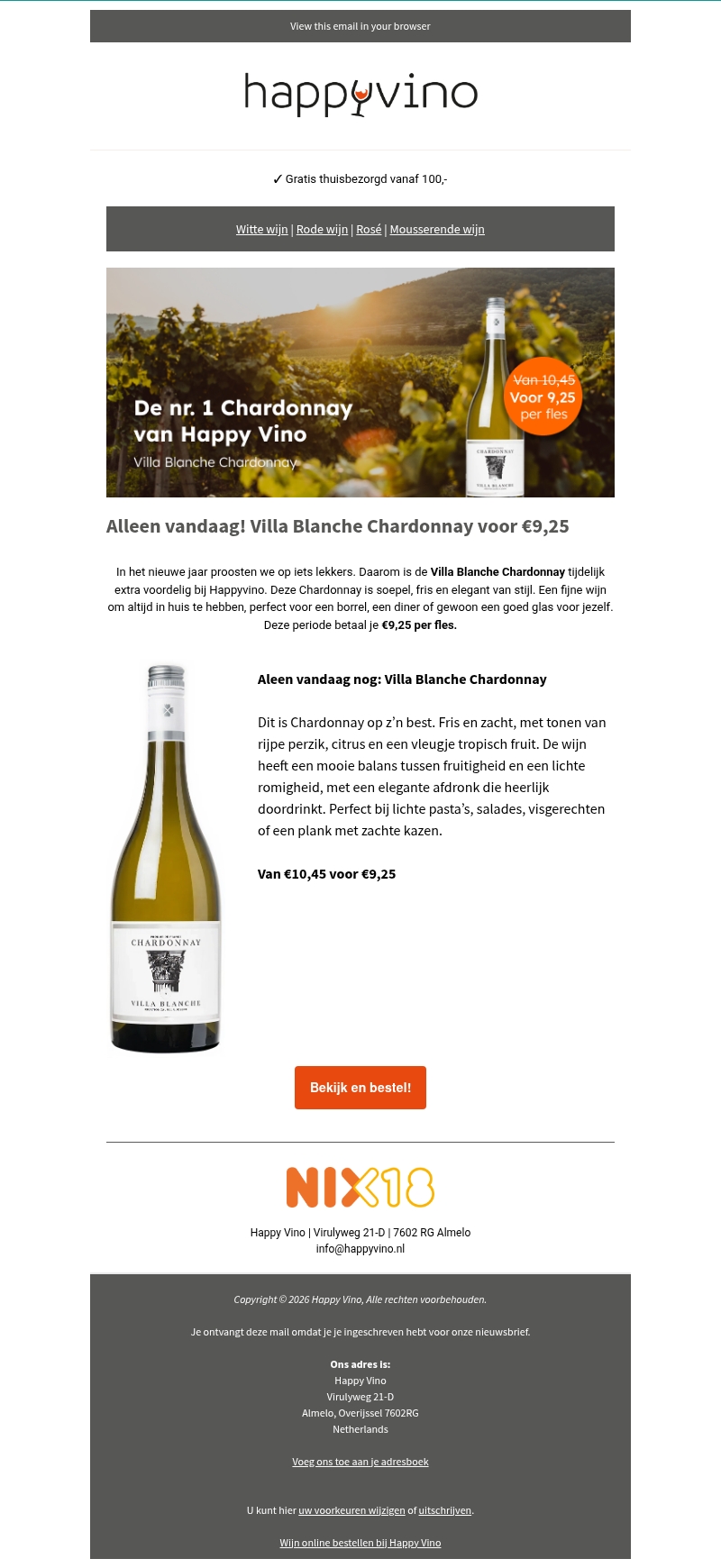 LAATSTE KANS: Villa Blanche Chardonnay deal. nu voordelig LAATSTE KANS: Villa Blanche Chardonnay deal. nu voordelig