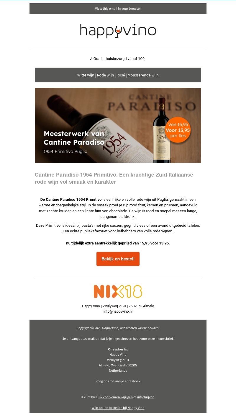 Cantine Paradiso 1954 Primitivo nu voor €13,95 Cantine Paradiso 1954 Primitivo nu voor €13,95