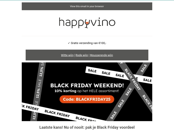 Laatste dag Black Friday: 10% korting op alle HappyVino-wijnen met code blackfriday25