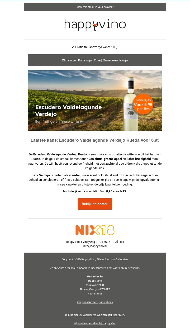 LAATSTE KANS: Escudero Verdejo Rueda nu voor €6,95 LAATSTE KANS: Escudero Verdejo Rueda nu voor €6,95