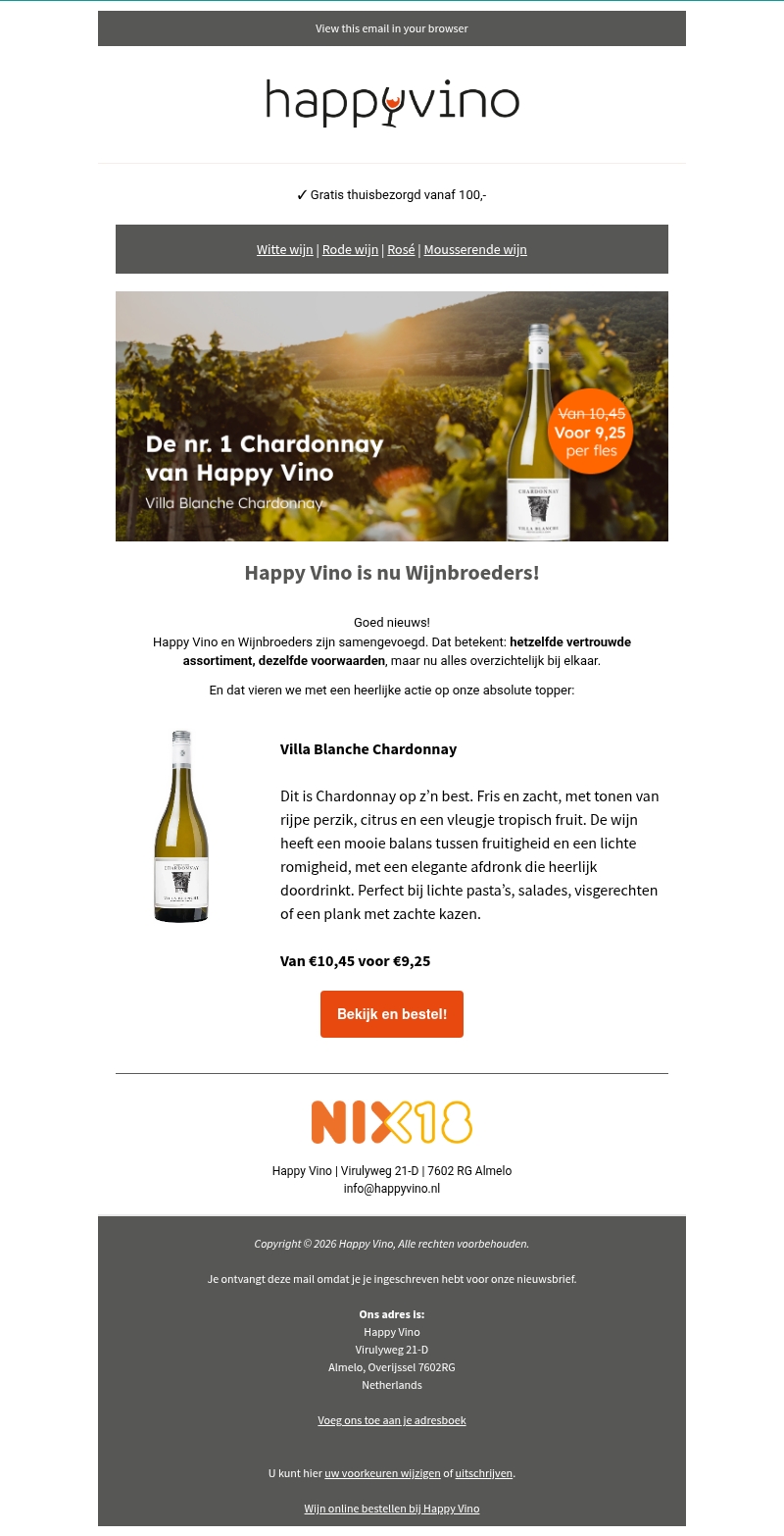 Happy Vino & Wijnbroeders samen – vier mee met een mooie wijnactie Happy Vino & Wijnbroeders samen – vier mee met een mooie wijnactie