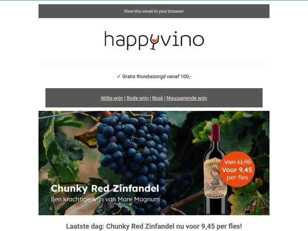 Laatste dag: Chunky Red Zinfandel voor €9,45!