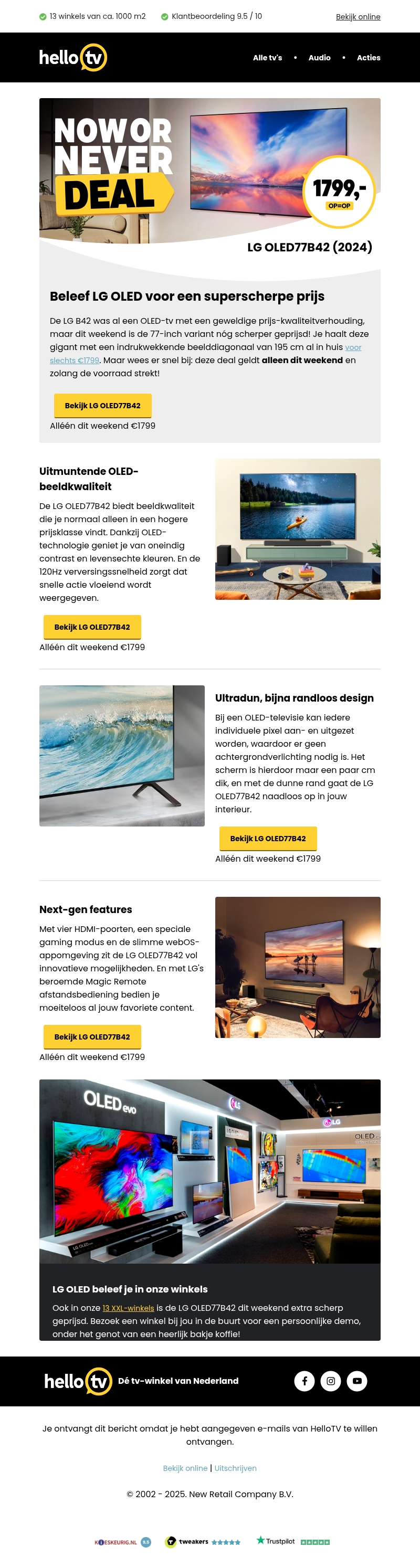 Alleen dit weekend: XXL LG OLED-tv extra scherp geprijsd Alleen dit weekend: XXL LG OLED-tv extra scherp geprijsd