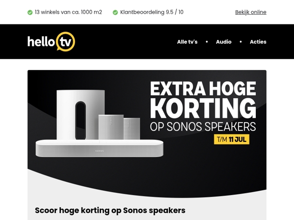 Tijdelijk extra hoge korting op Sonos speakers
