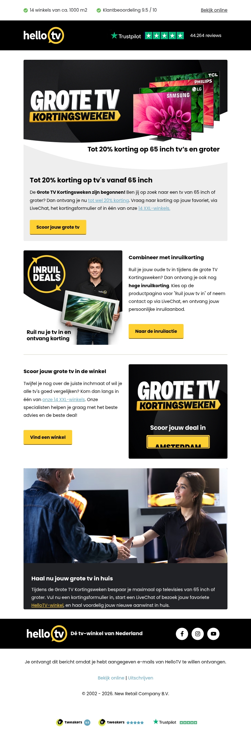Grote TV Kortingsweken: tot 20% korting Grote TV Kortingsweken: tot 20% korting