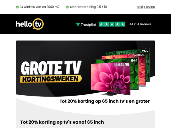 Grote TV Kortingsweken: tot 20% korting
