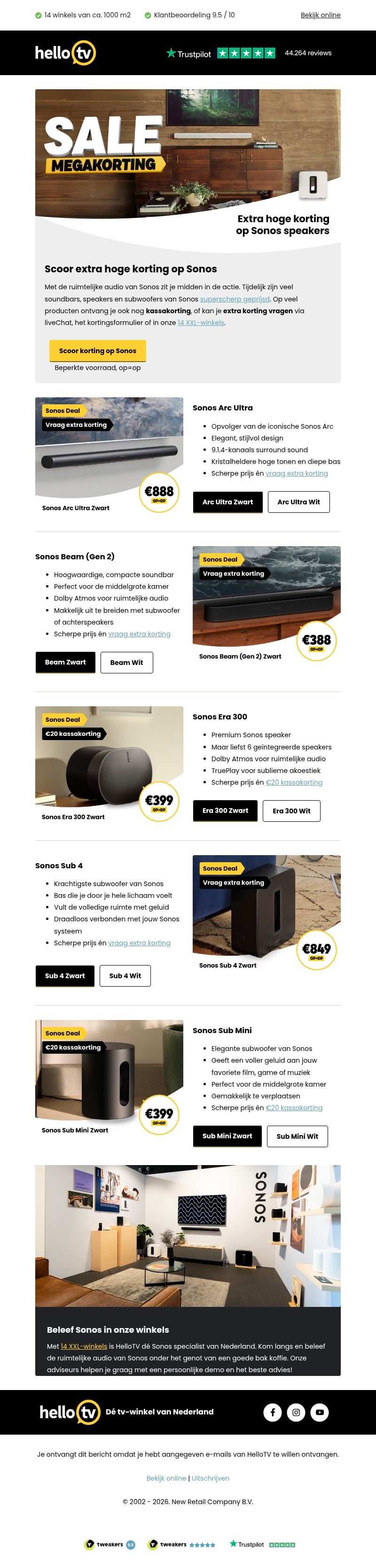 Extra hoge korting op Sonos speakers Extra hoge korting op Sonos speakers