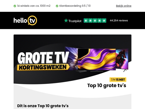 Bekijk onze grote tv Top 10