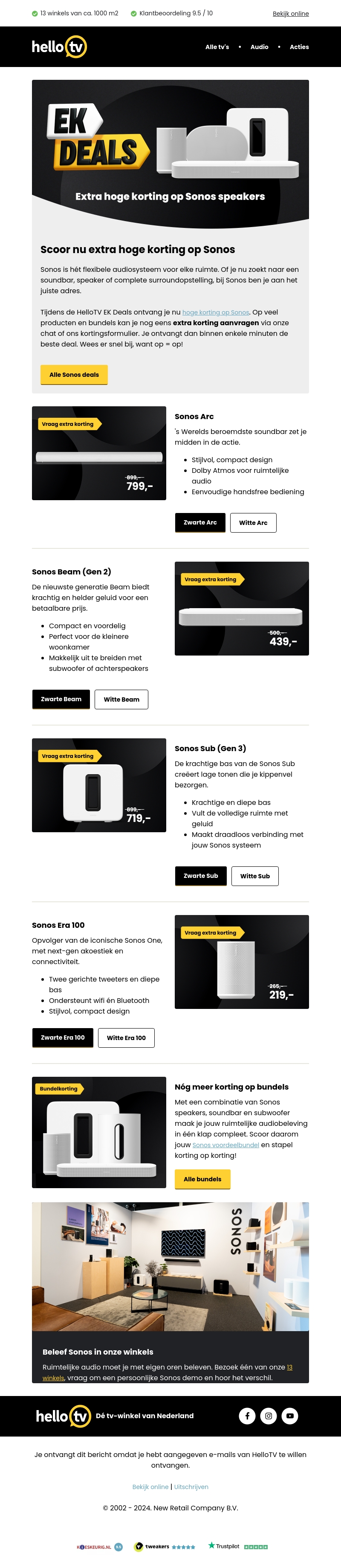Tijdelijk extra hoge korting op Sonos Tijdelijk extra hoge korting op Sonos