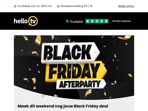 Black Friday AFTERPARTY: dit weekend nog extreme korting