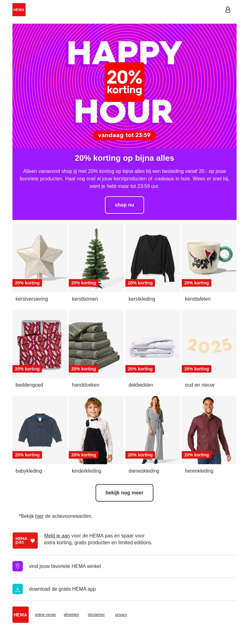π¨ alleen vanavond: 20% korting op bijna alles | tot 23:59 uur π¨ alleen vanavond: 20% korting op bijna alles | tot 23:59 uur
