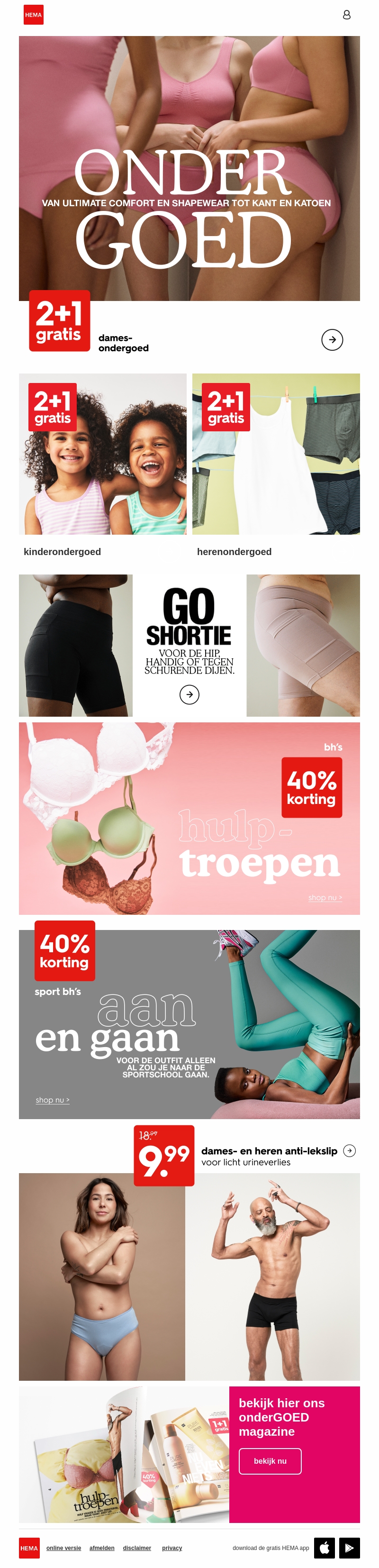 2+1 gratis op ondergoed voor het hele gezin 2+1 gratis op ondergoed voor het hele gezin