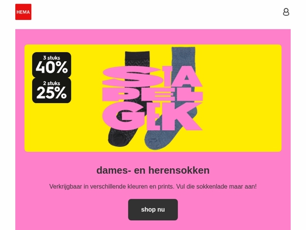 stapel je gek: tot 40% korting op dames- en herensokken