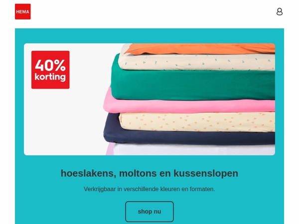 nu 40% korting op hoeslakens, moltons en kussenslopen | sla je slag