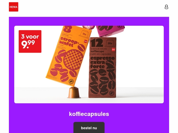 nu 3 voor 9.99 op koffiecapsules