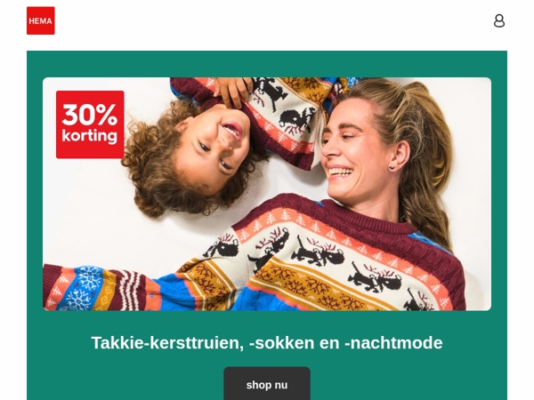 sla snel in: 30% korting op Takkie-kersttruien, -sokken en -nachtmode 🎄