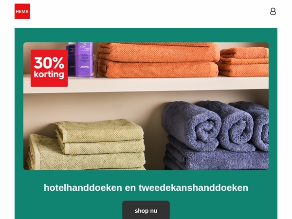 sla je slag: nu 30% korting op hotelhanddoeken en tweedekanshanddoeken