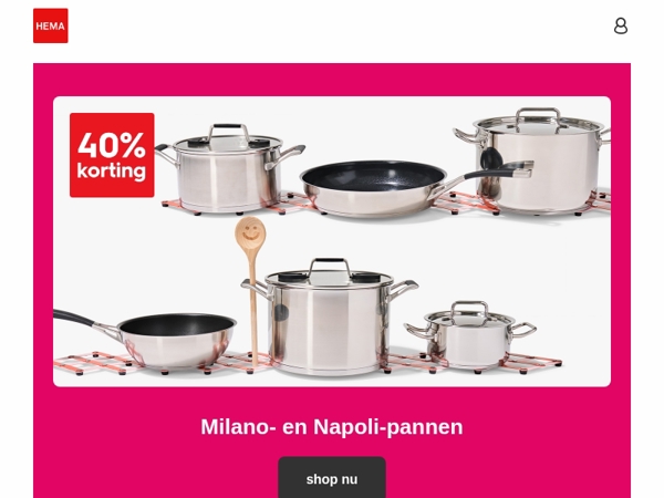 nog 4 dagen: 40% korting op Milano- en Napoli-pannen