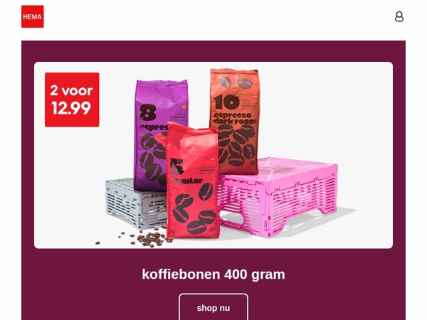 alleen nog dit weekend: 2 voor 12.99 op koffiebonen en nog meer