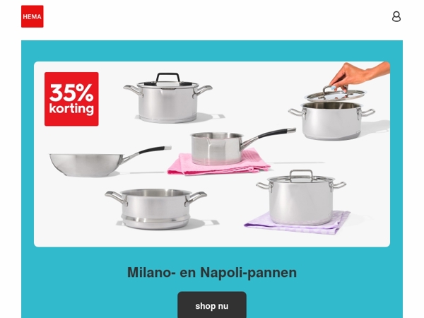 dat wordt heerlijk koken: 35% korting op Milano- en Napoli-pannen