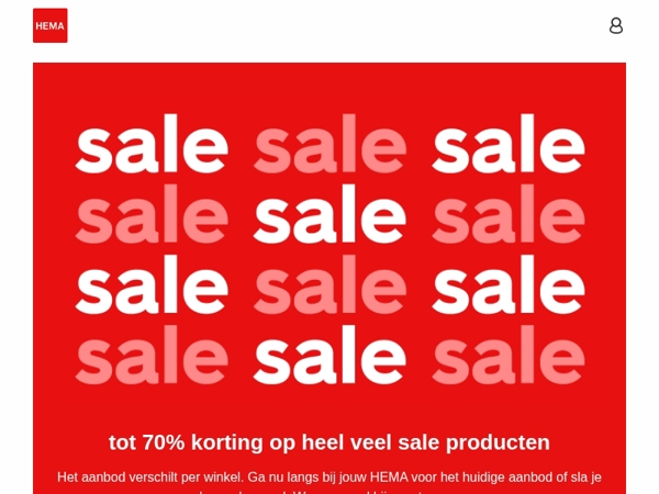 tot 70% korting op heel veel sale producten