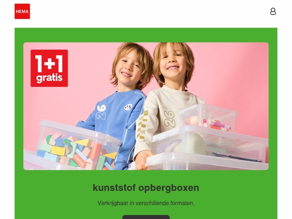 1+1 gratis op kunststof opbergboxen | opgeruimd staat netjes