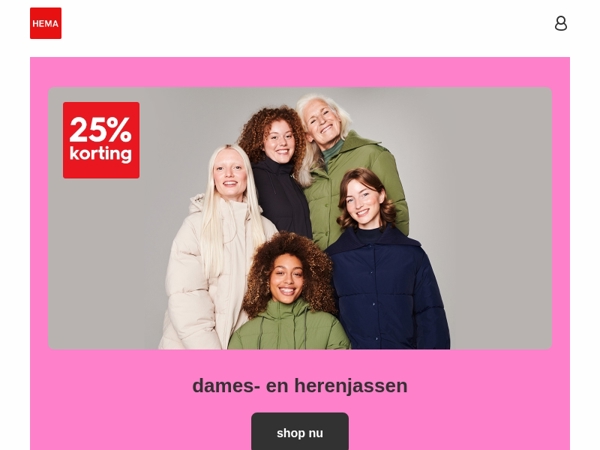 25% korting op dames- en herenjassen | maak je klaar voor een bui ☂️🌧️