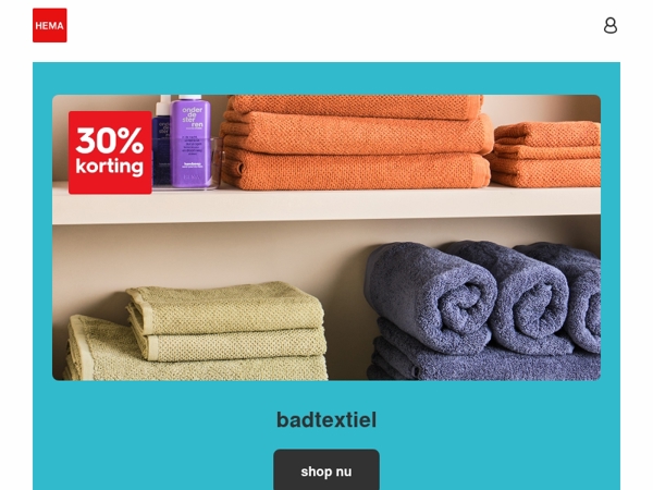 nog een aantal dagen: 30% korting op badtextiel