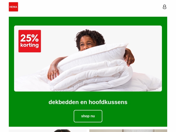 slaap lekker: 25% korting op dekbedden en hoofdkussens