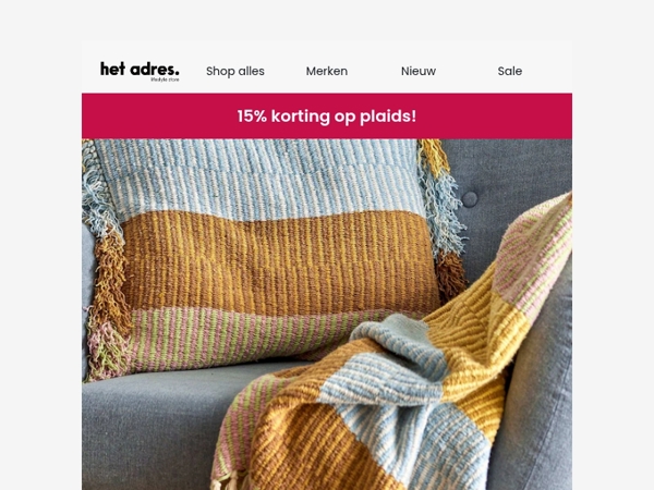 Dubbele warmte – 15% korting bij 2 Bloomingville plaids 🍂