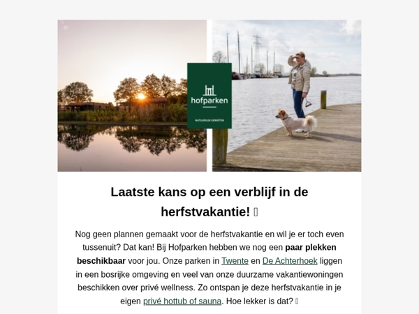 Laatste kans: herfstvakantie bij Hofparken 🤎