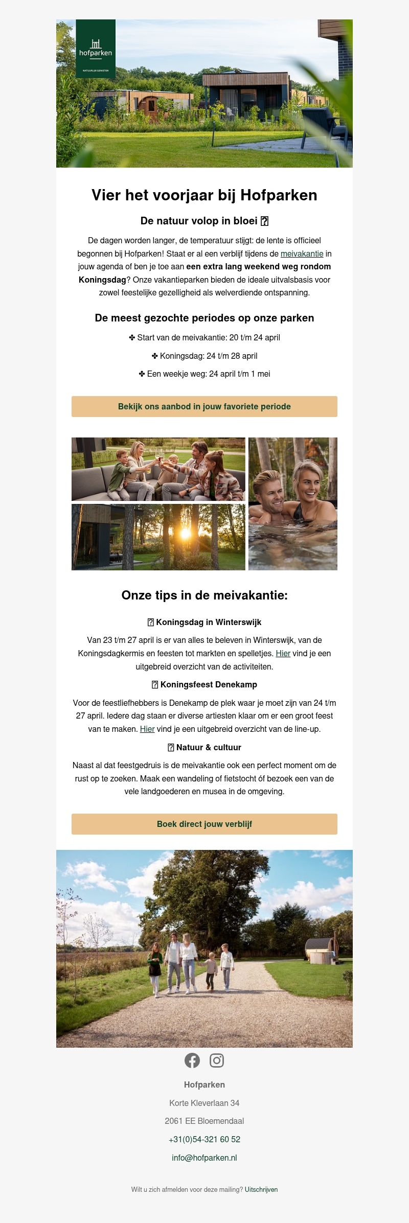 Vier het voorjaar tijdens jouw verblijf bij Hofparken! ๐ธ Vier het voorjaar tijdens jouw verblijf bij Hofparken! ๐ธ