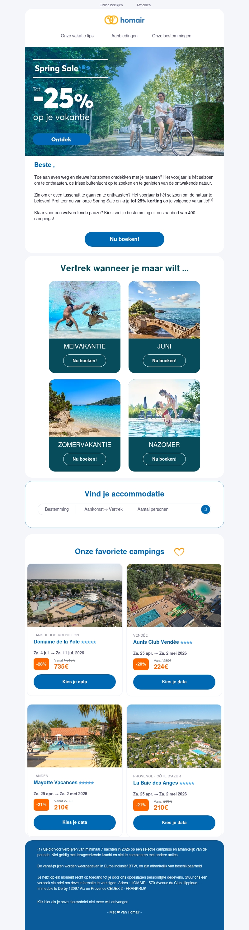 Spring Sale : Tot 25% korting op je vakantie Spring Sale : Tot 25% korting op je vakantie