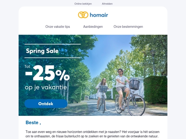 Spring Sale : Tot 25% korting op je vakantie