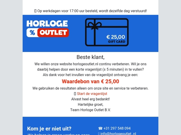 Help ons en ontvang een waardebon🎁 van €25,00!