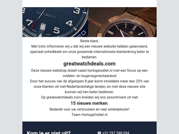 Wij lanceren onze nieuwe internationale website - greatwatchdeals.com!