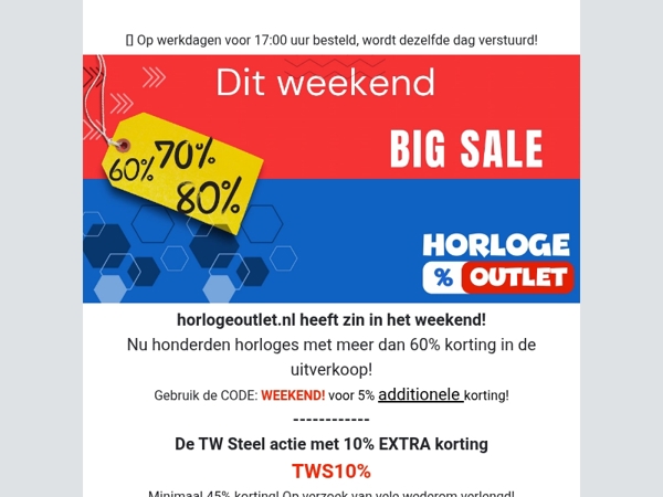 Weekendactie: Honderden horloges met meer dan 60% korting!