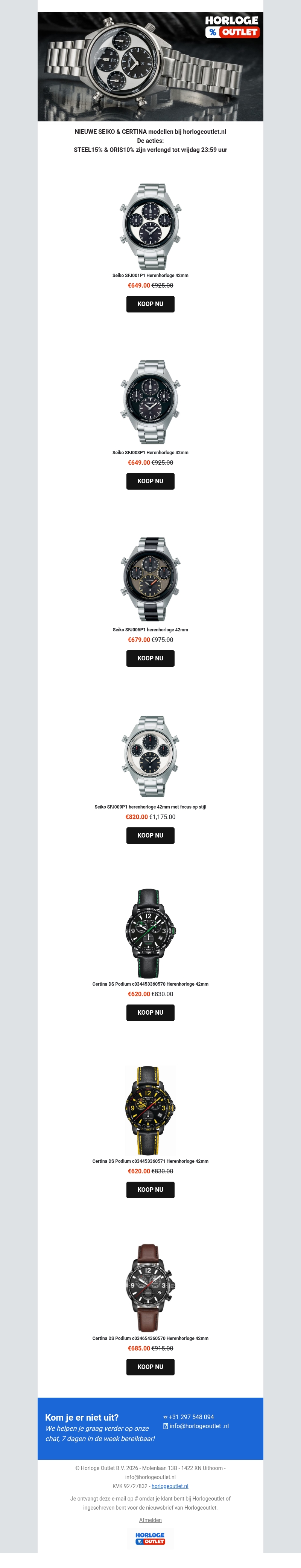 🕒 Nieuwe Seiko & Certina modellen wachten op jou! 🕒 Nieuwe Seiko & Certina modellen wachten op jou!