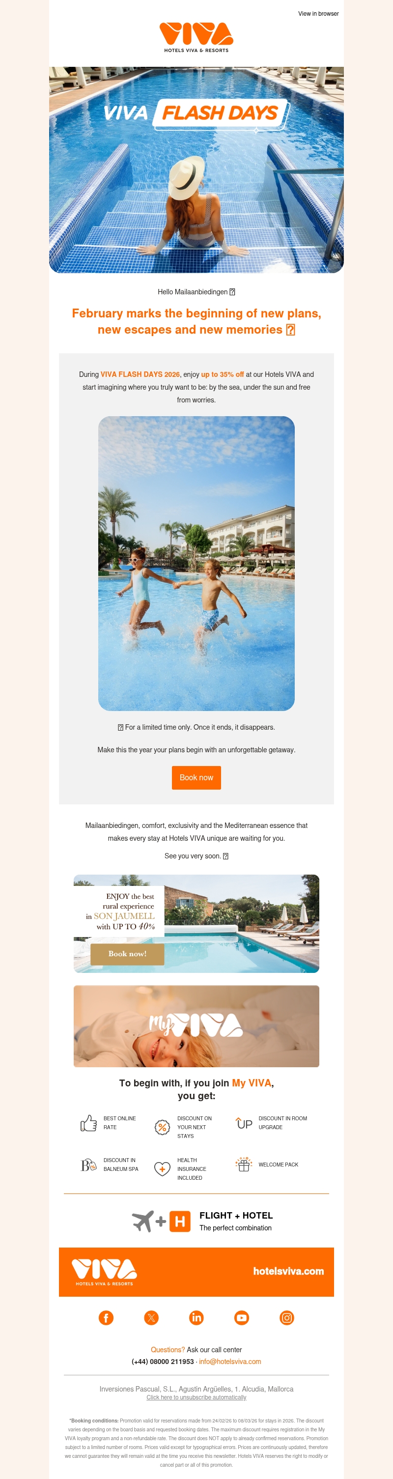 ✨ VIVA FLASH DAYS 2026: up to 35% off your next getaway ✨ VIVA FLASH DAYS 2026: up to 35% off your next getaway