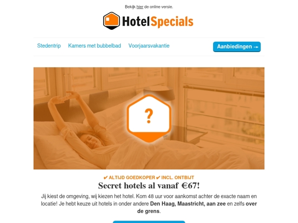 Verrassing! Secret Hotels al vanaf €67